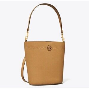 Tory Burch McGraw Tiramisu Tan Leather Bucket Tote/Shoulder Bag Authentic New